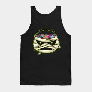 Sweets Bucket Scary Mummy Sweets Collecting On Halloween Tank Top